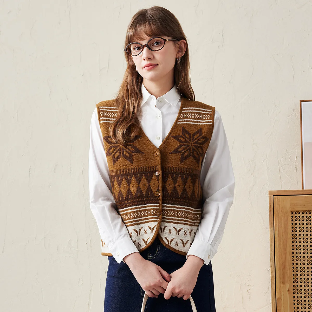 100% Wool Vintage Fair Isle Knit Vest