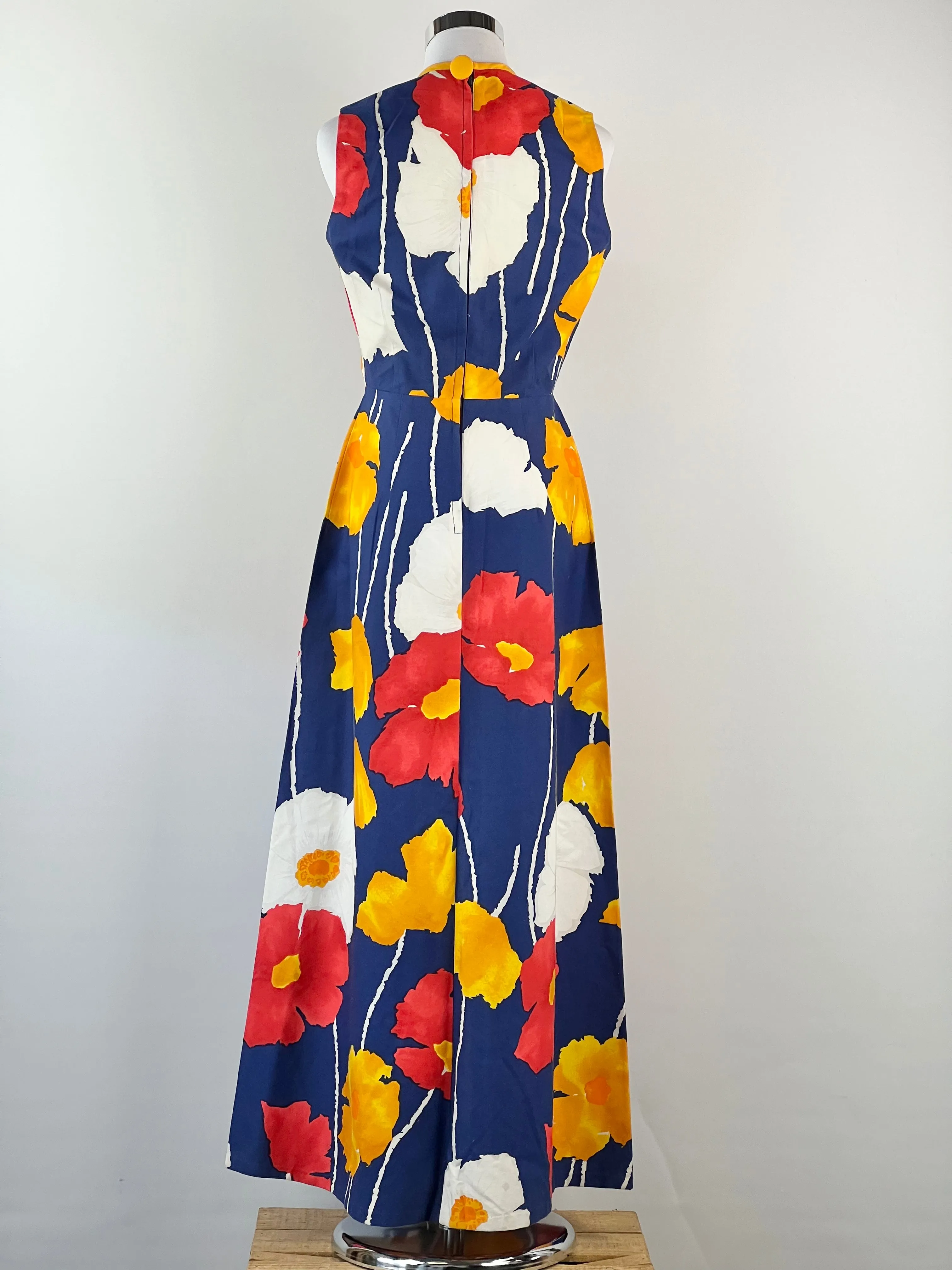 70s Handmade Poppy Print Cotton Maxi - AU10