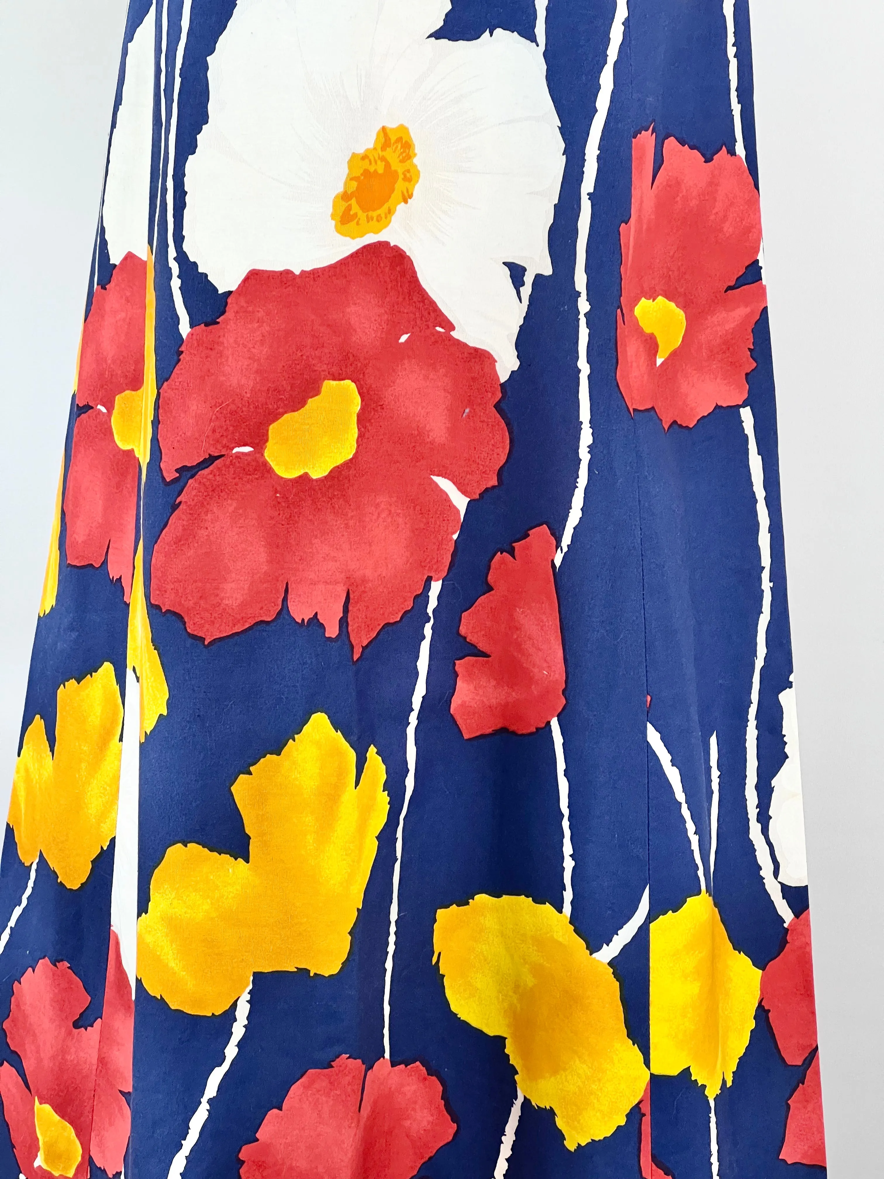 70s Handmade Poppy Print Cotton Maxi - AU10