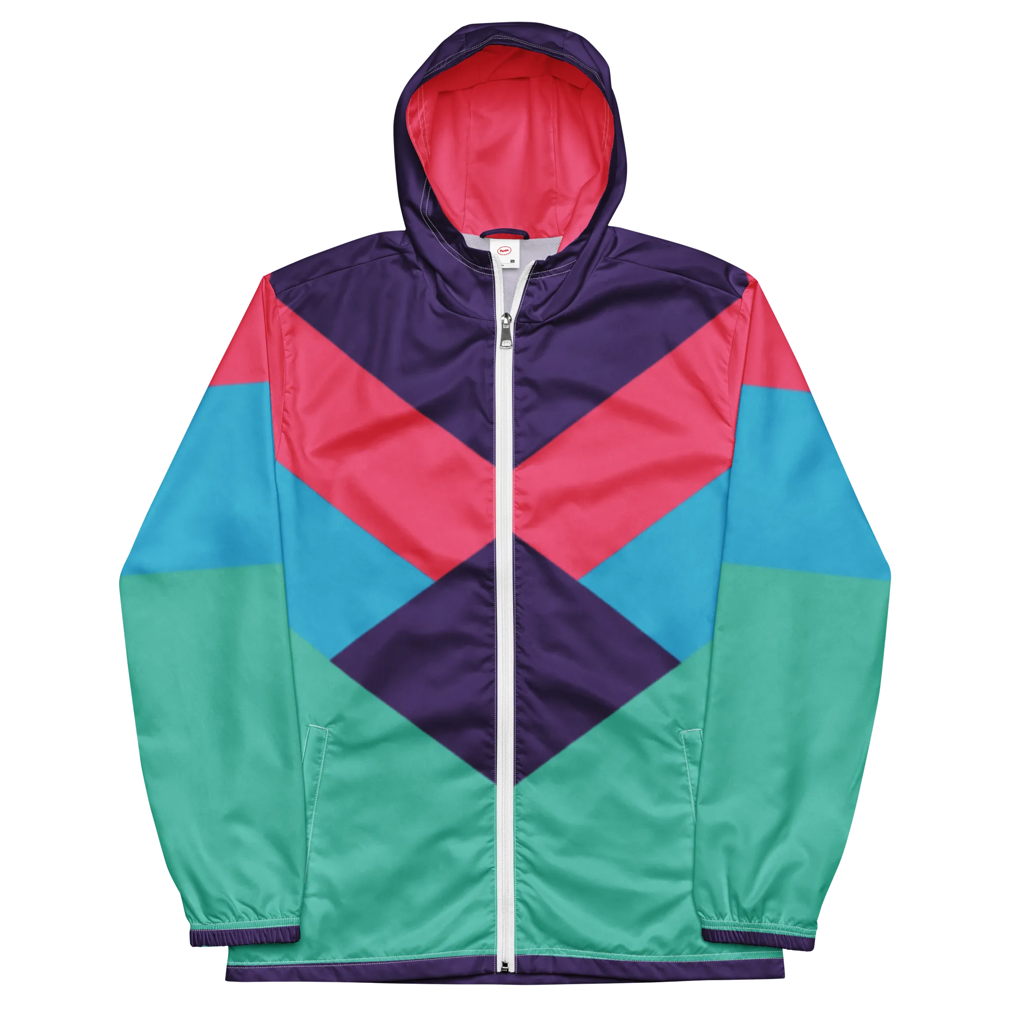 80's Pink & Teal Geometric Windbreaker