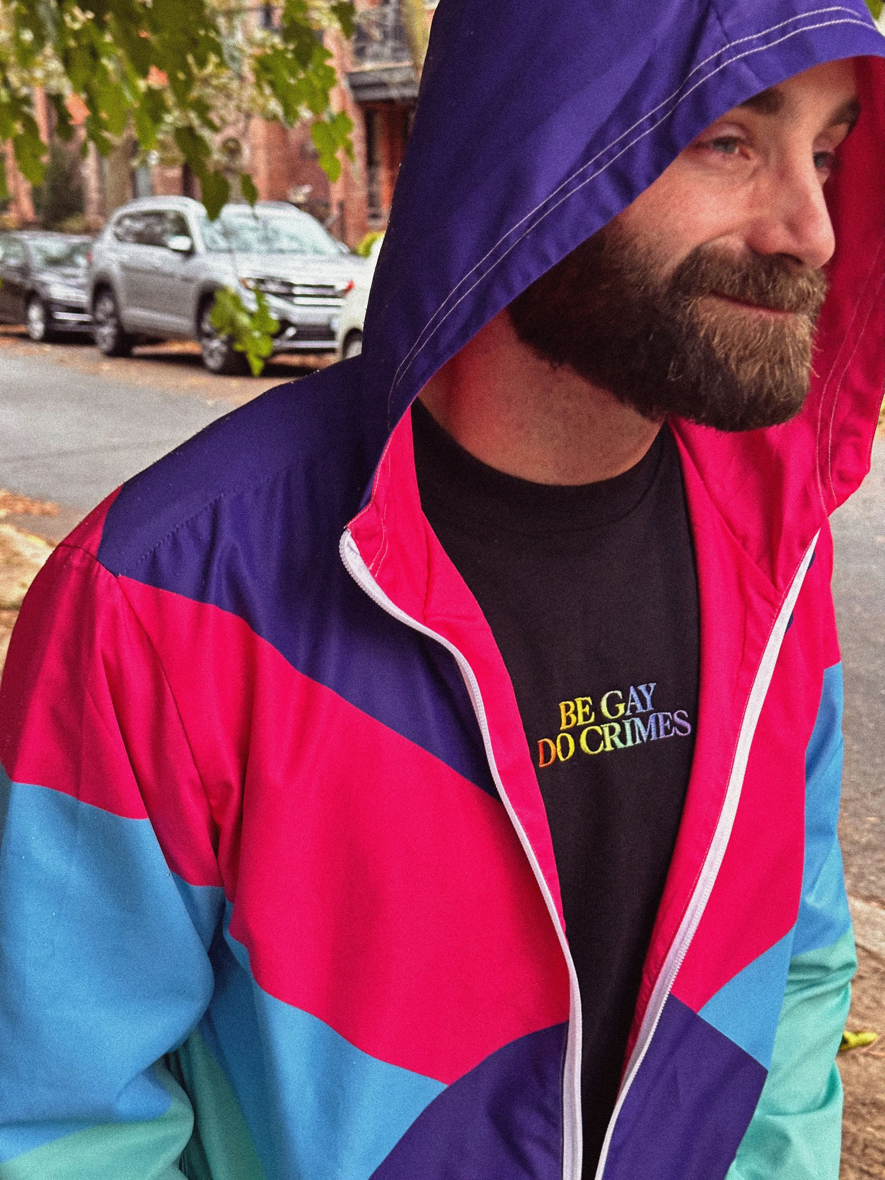 80's Pink & Teal Geometric Windbreaker