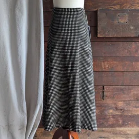 80s Vintage Black and White Knit Wool Maxi Skirt