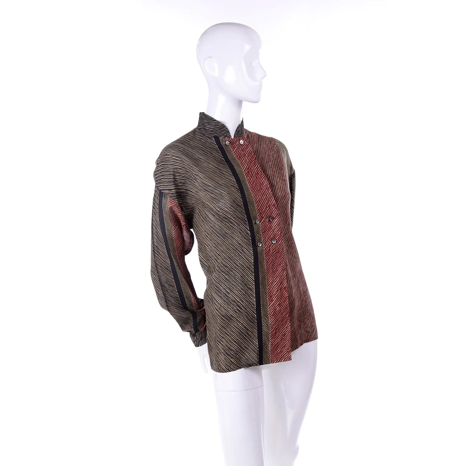 Adele Simpson Vintage 1980s 2 Piece Jacket & Top Set Burgundy & Green