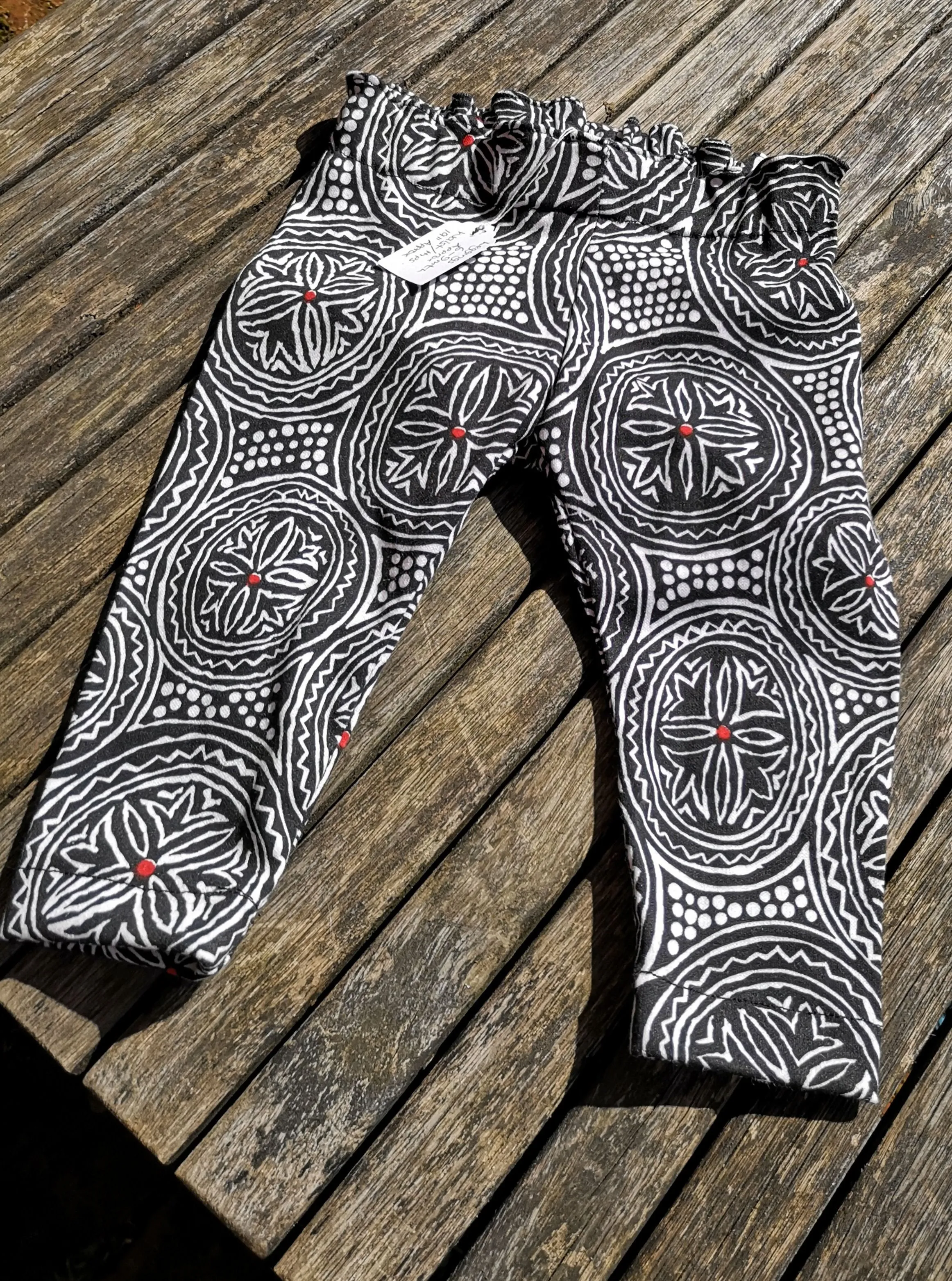 Baby Leggings, 6-9 month approx, stretch monochrome cotton, unisex, hippie, alternative styled