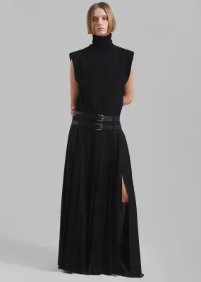 Bailey Long Pleated Skirt - Black