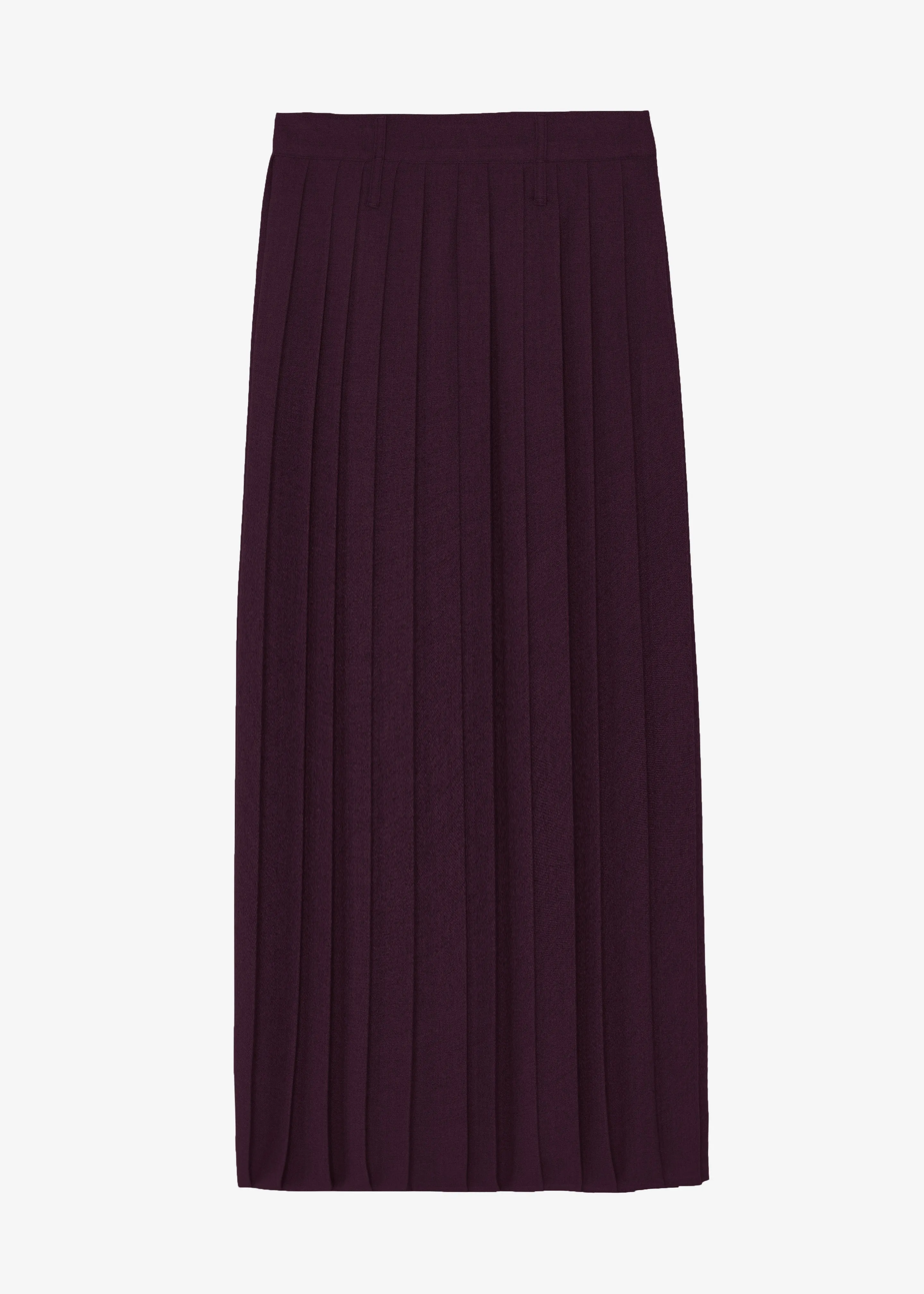 Bailey Long Pleated Skirt - Burgundy