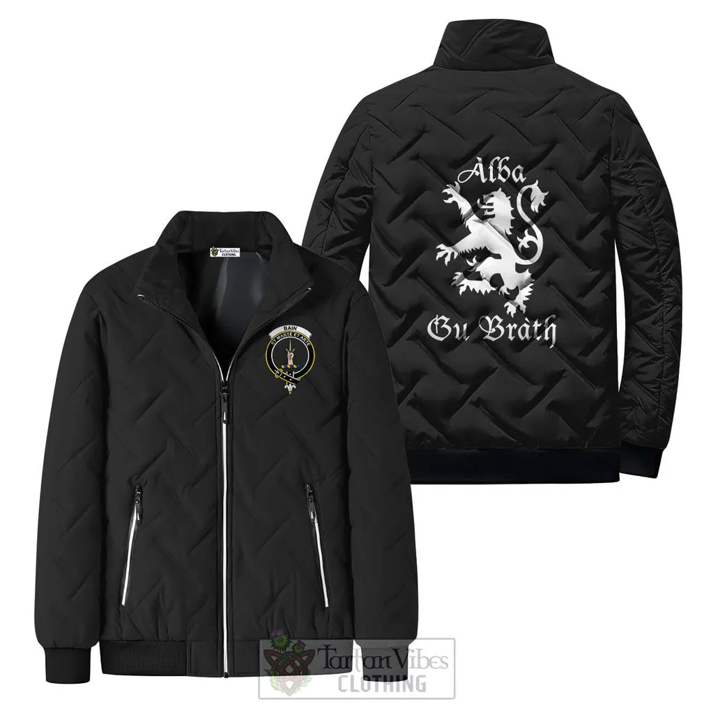 Bain Family Crest Padded Cotton Jacket Lion Rampant Alba Gu Brath Style