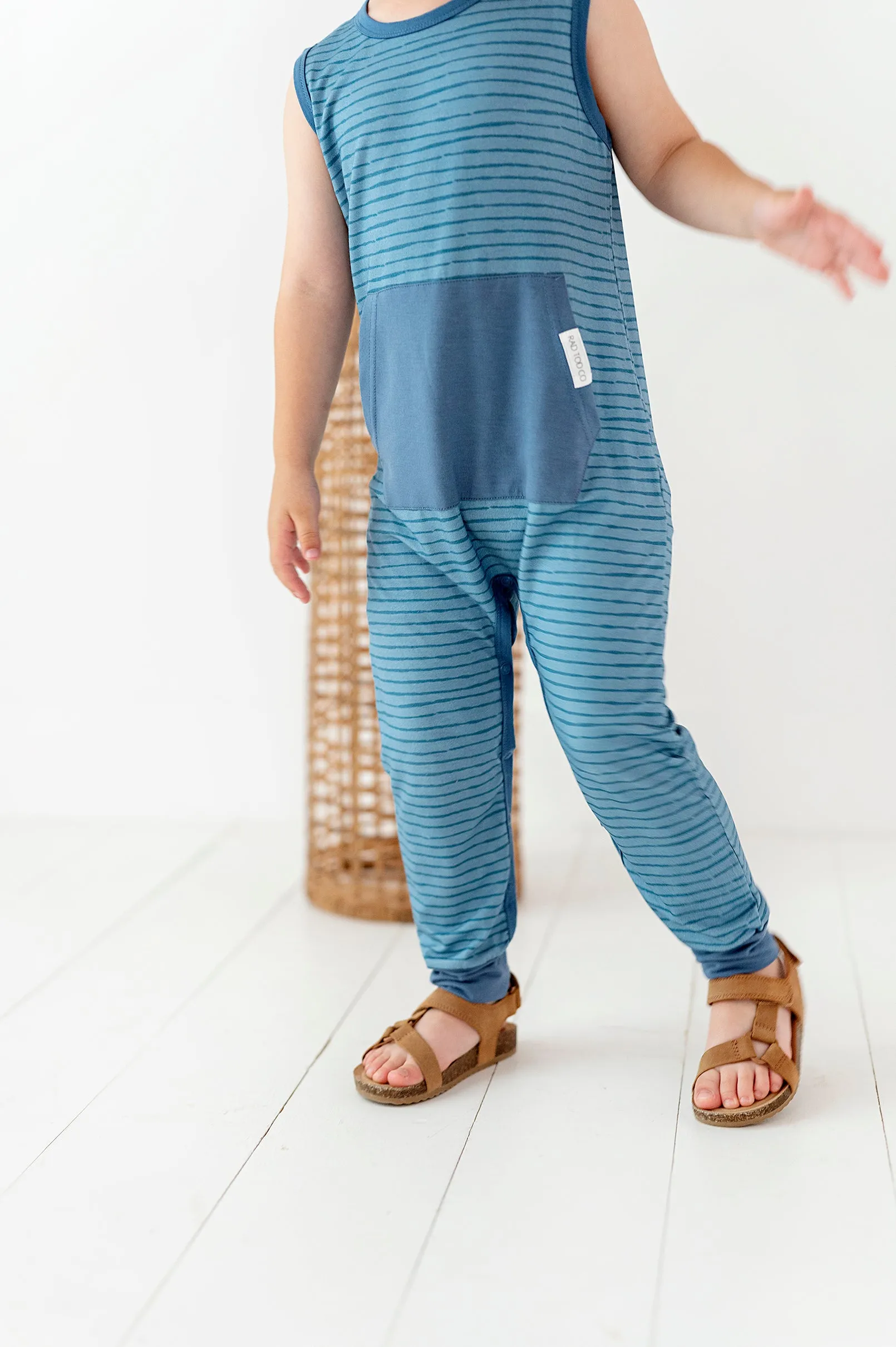 Bamboo Romper - Blue Stripes