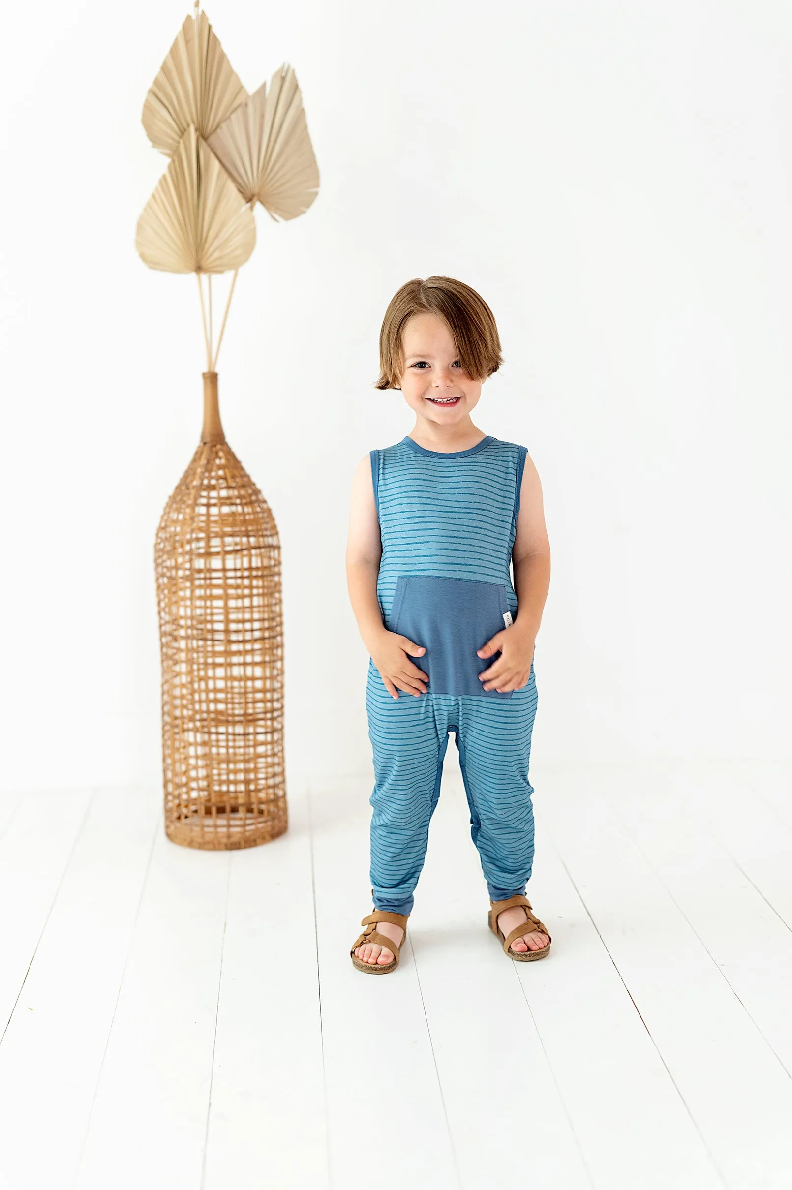 Bamboo Romper - Blue Stripes