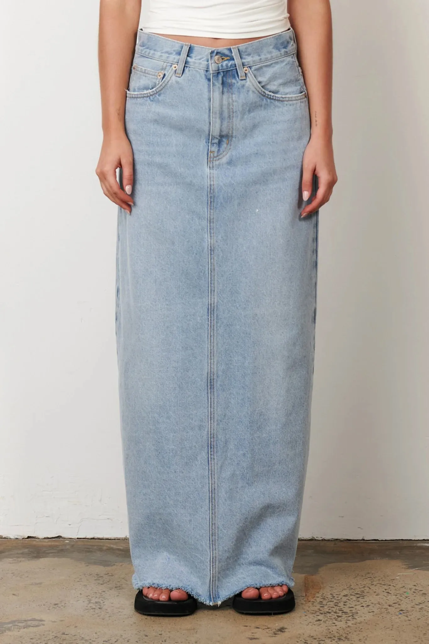 BAYSE BRAND Womens Hudson Denim Maxi Skirt - Saltwater Blue