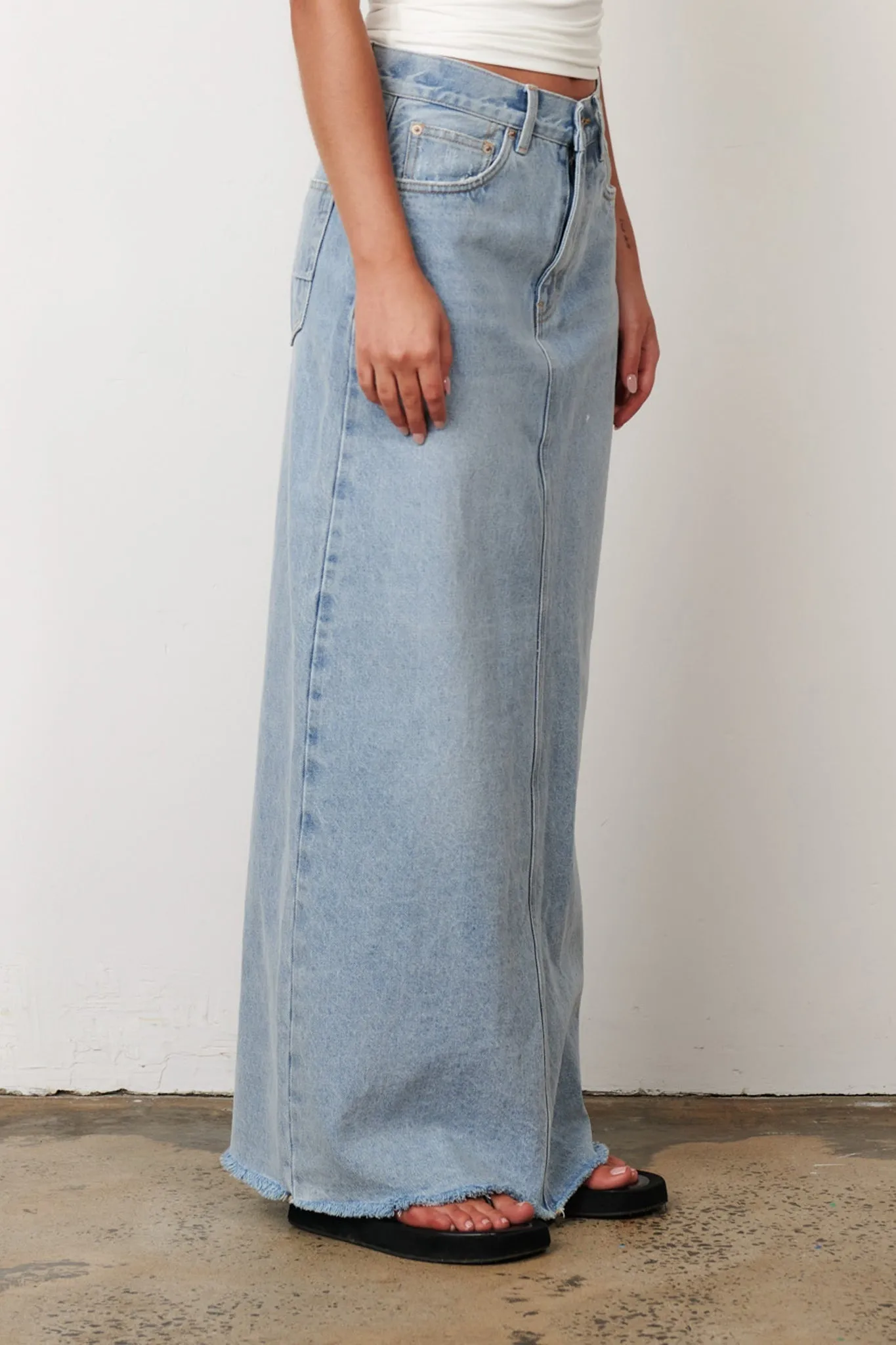 BAYSE BRAND Womens Hudson Denim Maxi Skirt - Saltwater Blue