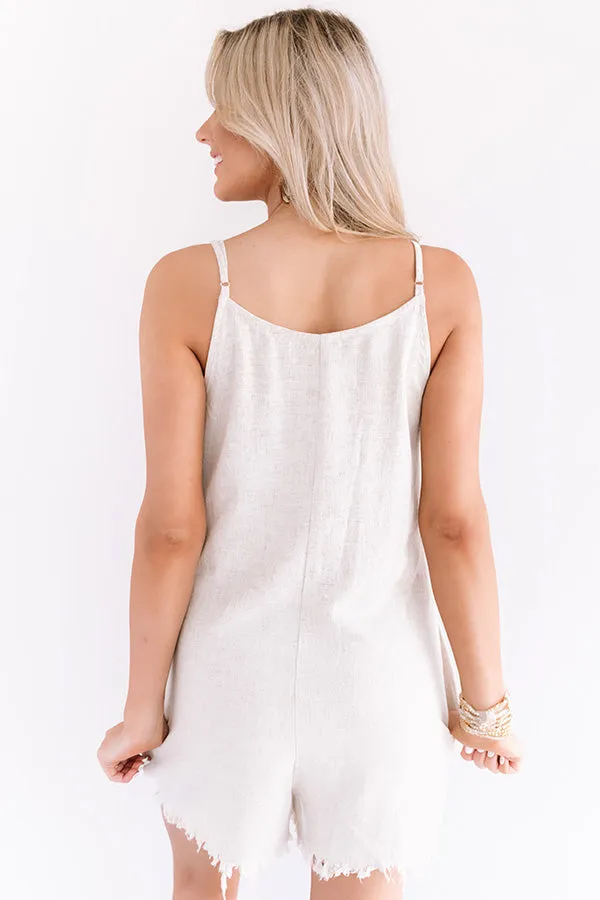 Beach Weather Frayed Romper in Stone