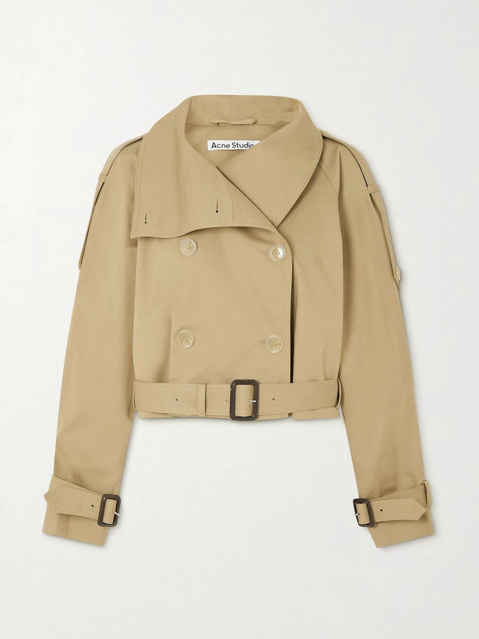 Belted cropped double-breasted jacket