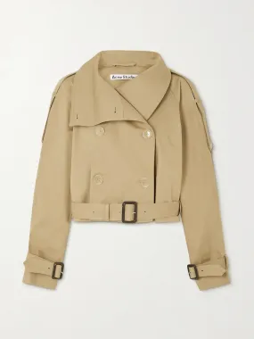 Belted cropped double-breasted jacket