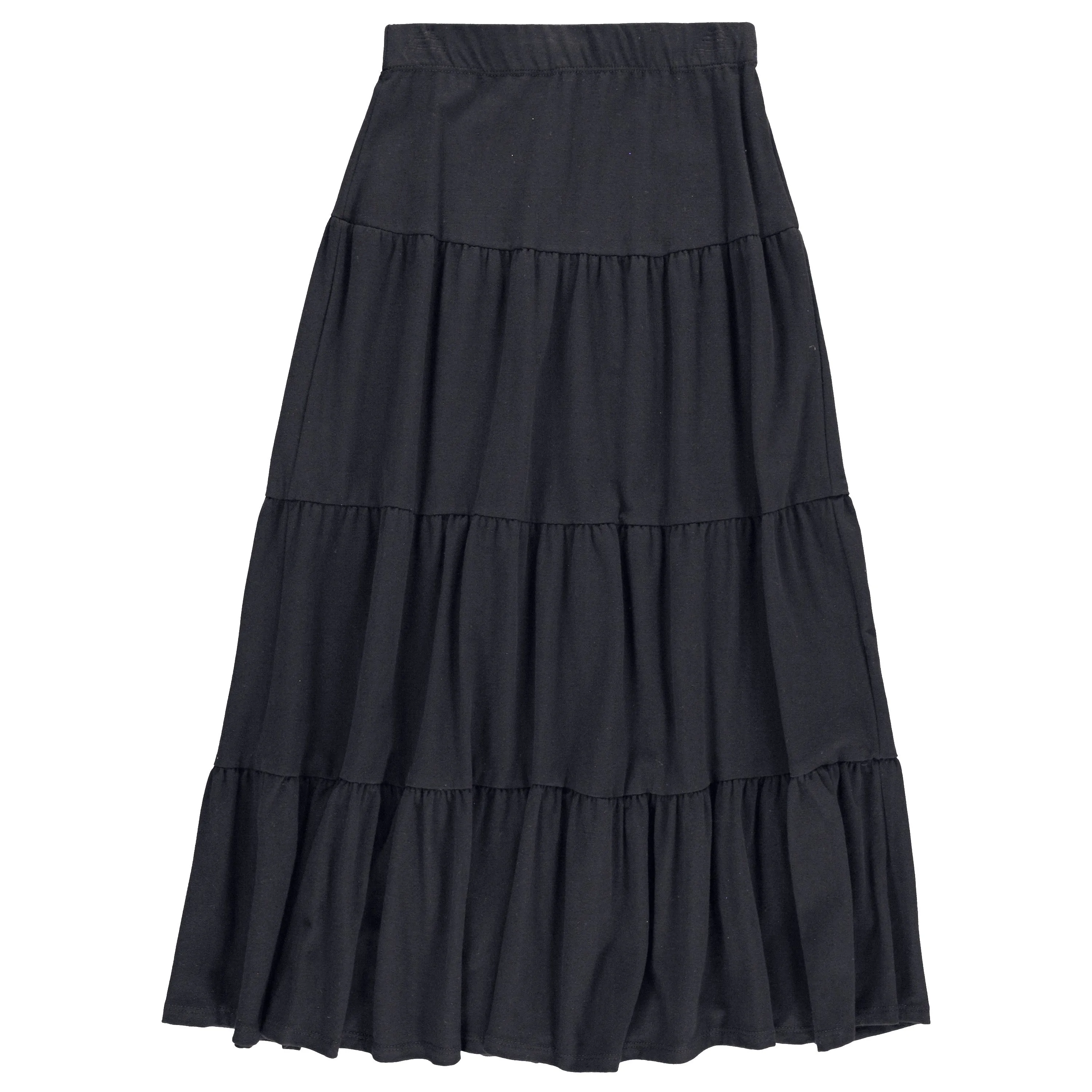 Beth Three Tier Cotton Spandex Midi And Maxi Skirt