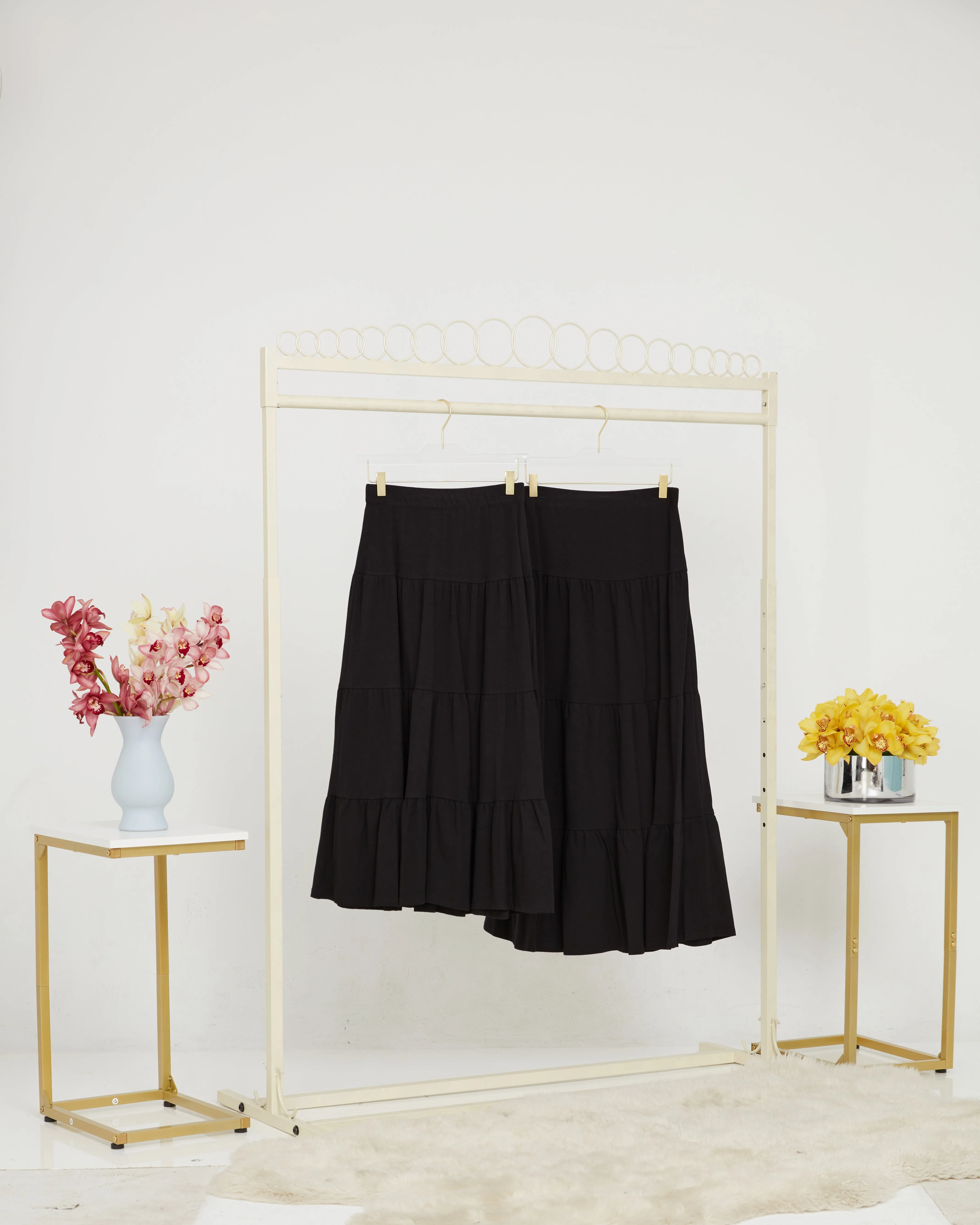 Beth Three Tier Cotton Spandex Midi And Maxi Skirt