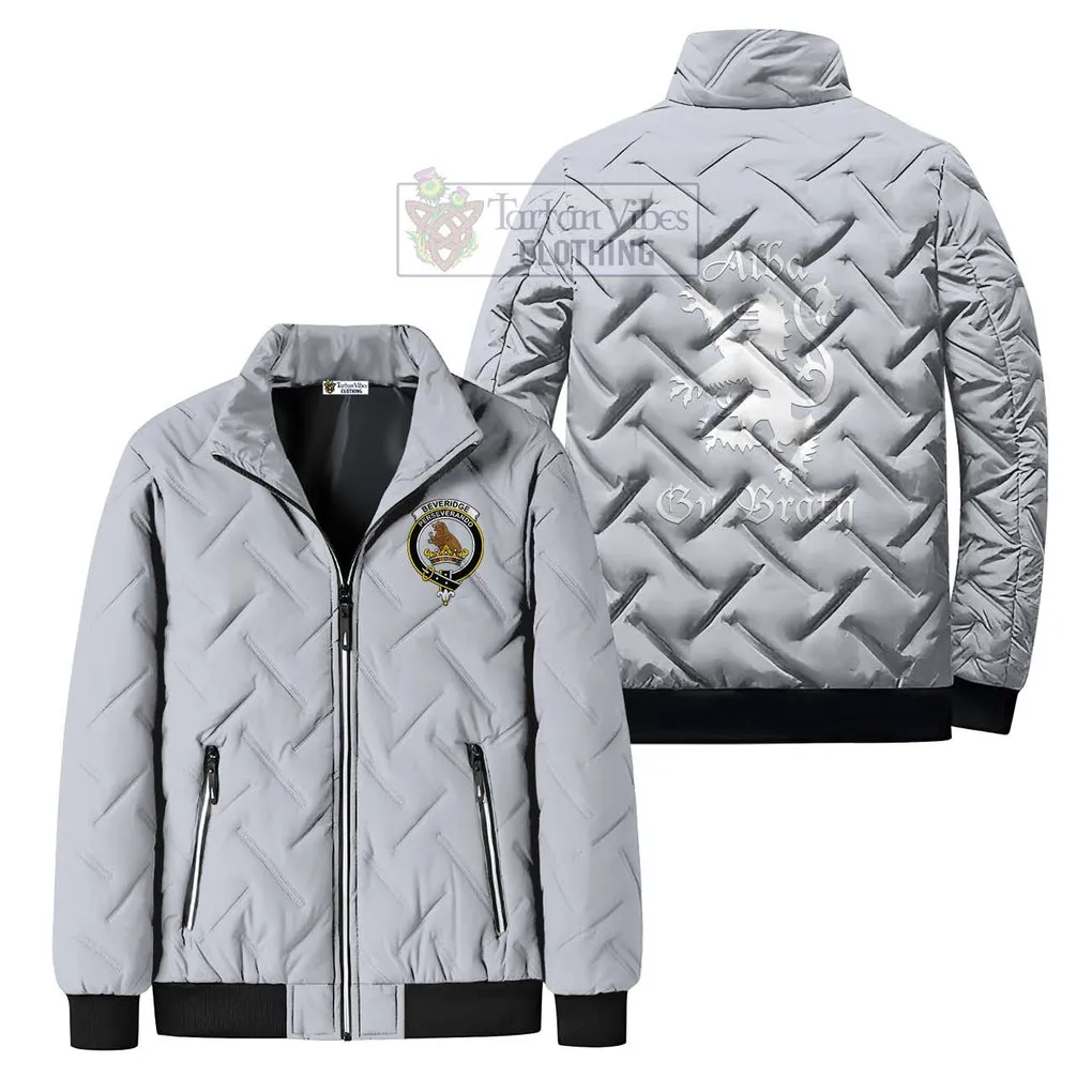 Beveridge Family Crest Padded Cotton Jacket Lion Rampant Alba Gu Brath Style