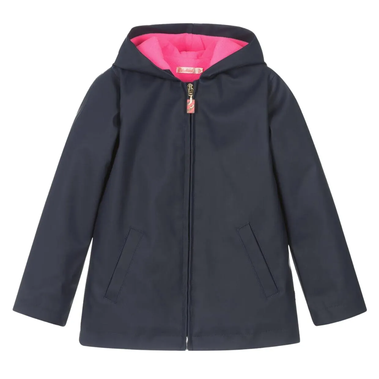 Billieblush Navy Matt Coated Hooded Raincoat