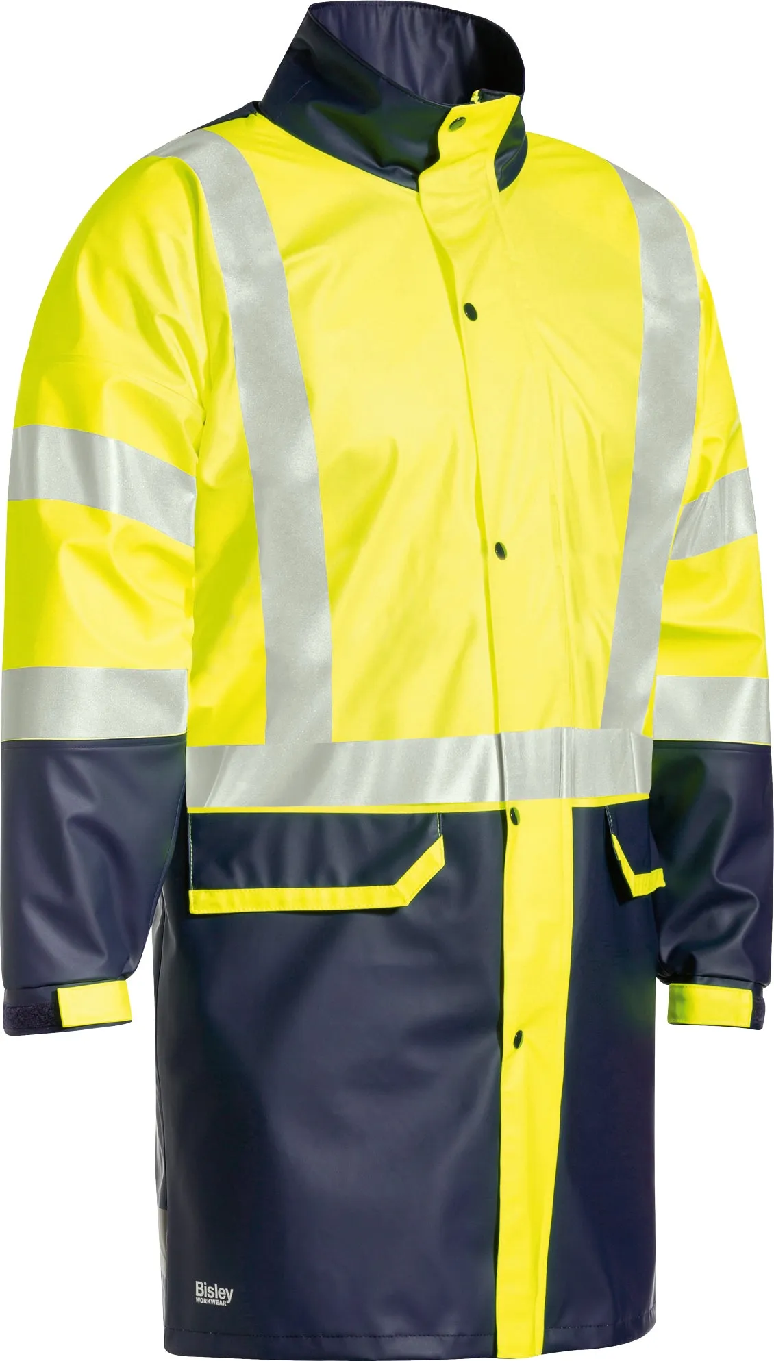 BJ6935HT Bisley Taped Two Tone Hi Vis Stretch Pu Rain Coat