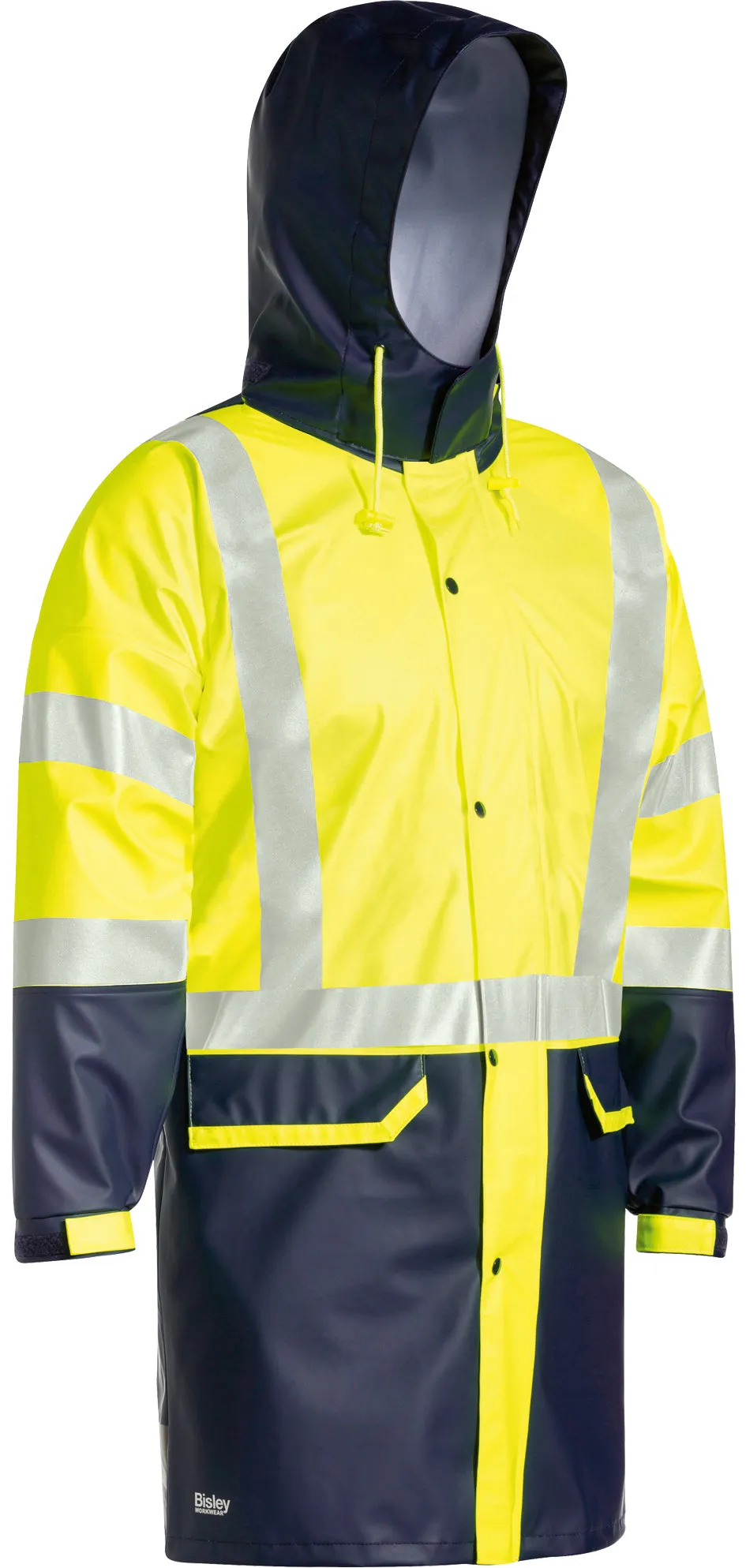 BJ6935HT Bisley Taped Two Tone Hi Vis Stretch Pu Rain Coat