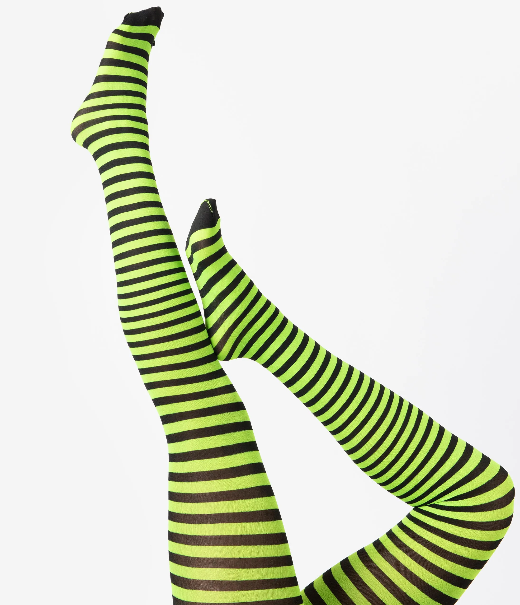 Black & Neon Green Stripe Tights