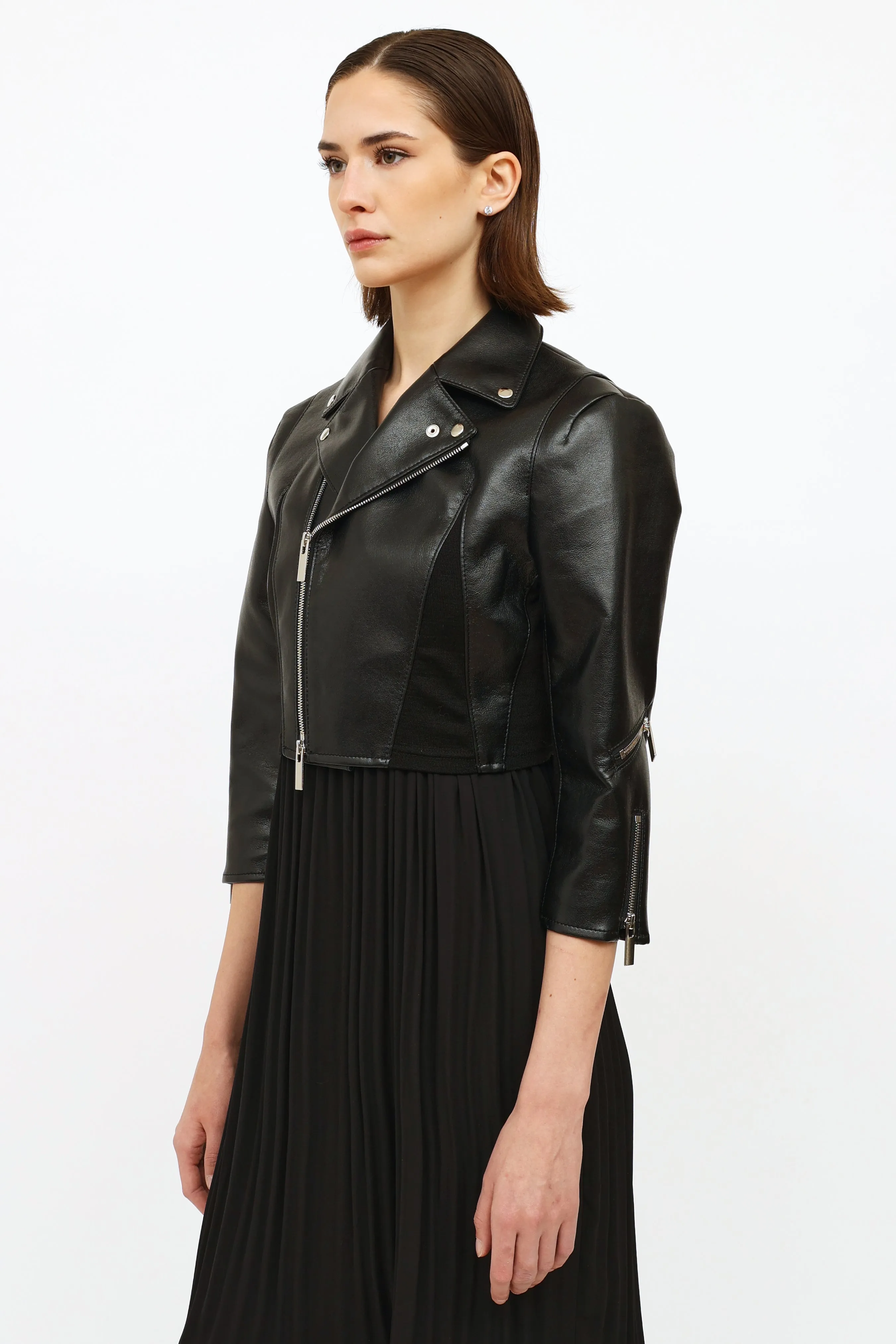 Black Cropped Faux Leather Jacket