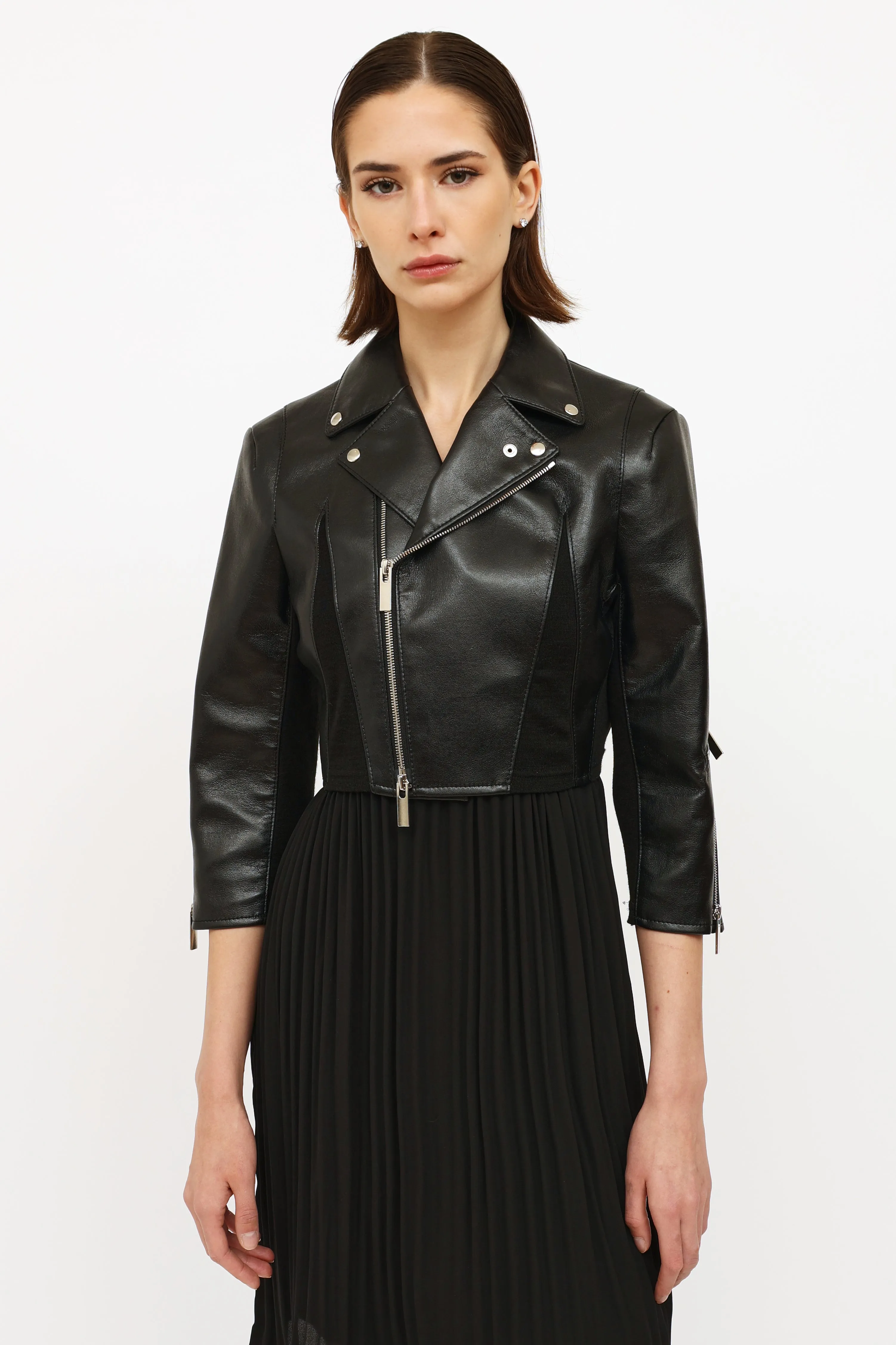 Black Cropped Faux Leather Jacket