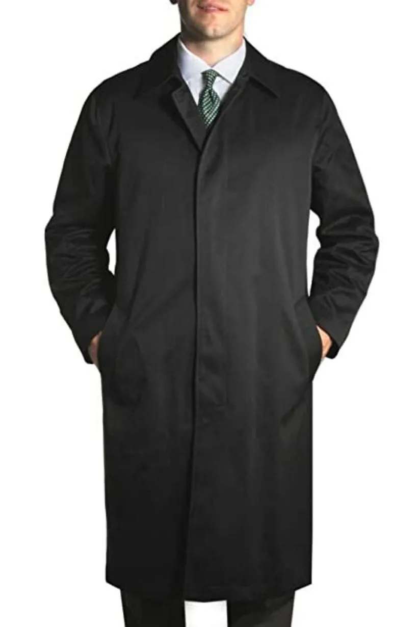 Black Raincoat Jacket For Men - Full Length and Waterproof