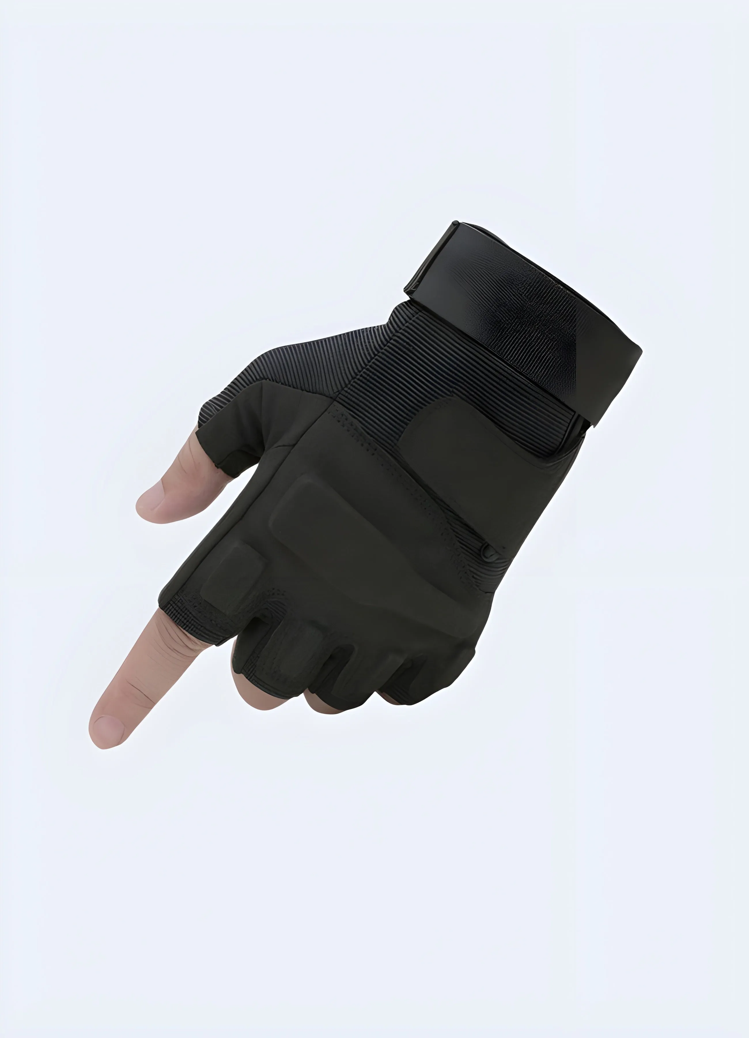 Black Tactical Fingerless Gloves