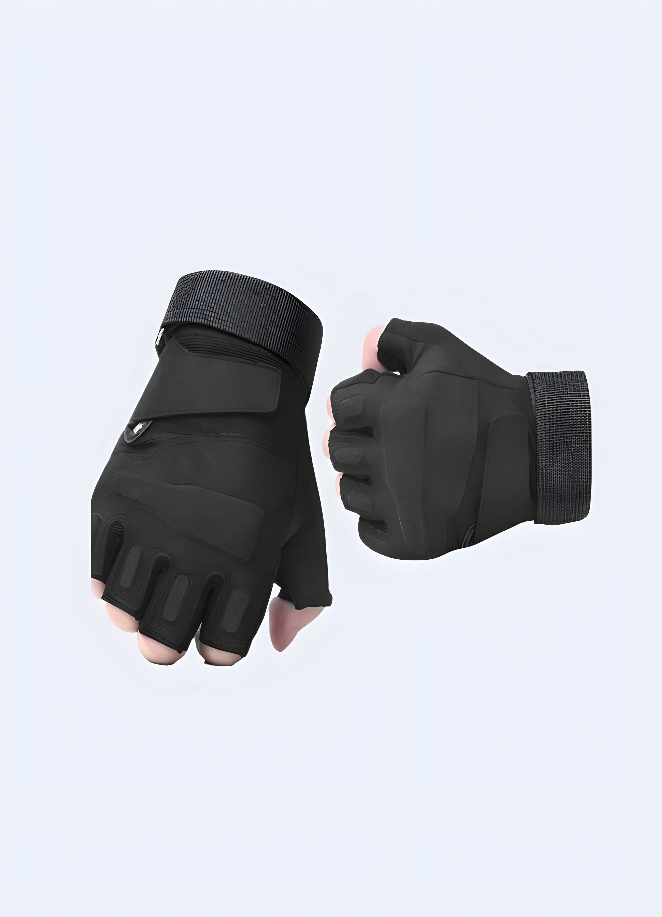 Black Tactical Fingerless Gloves