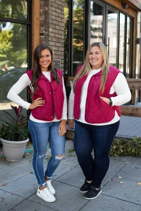 Burgundy Quilted Lightweight Vest (SM-3X)