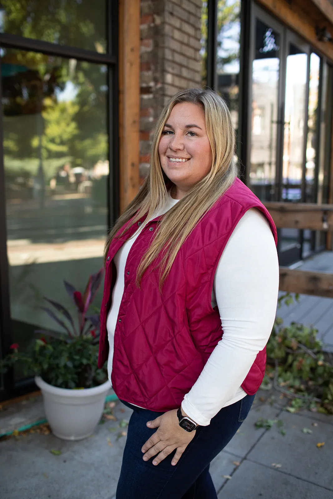 Burgundy Quilted Lightweight Vest (SM-3X)