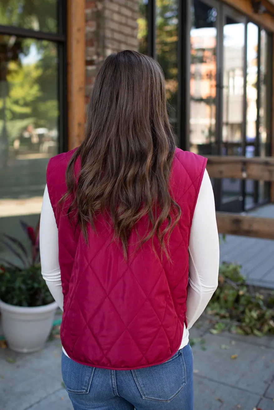 Burgundy Quilted Lightweight Vest (SM-3X)