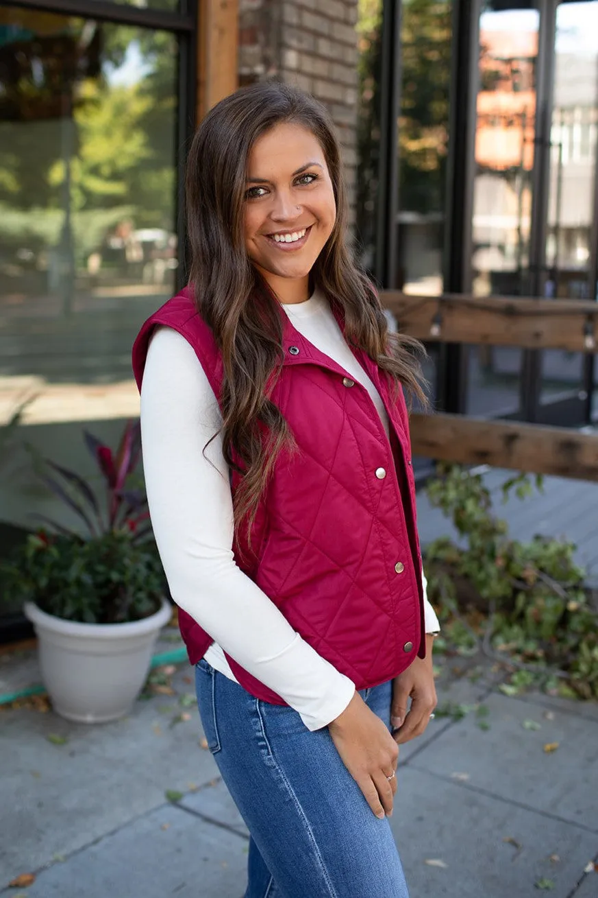 Burgundy Quilted Lightweight Vest (SM-3X)