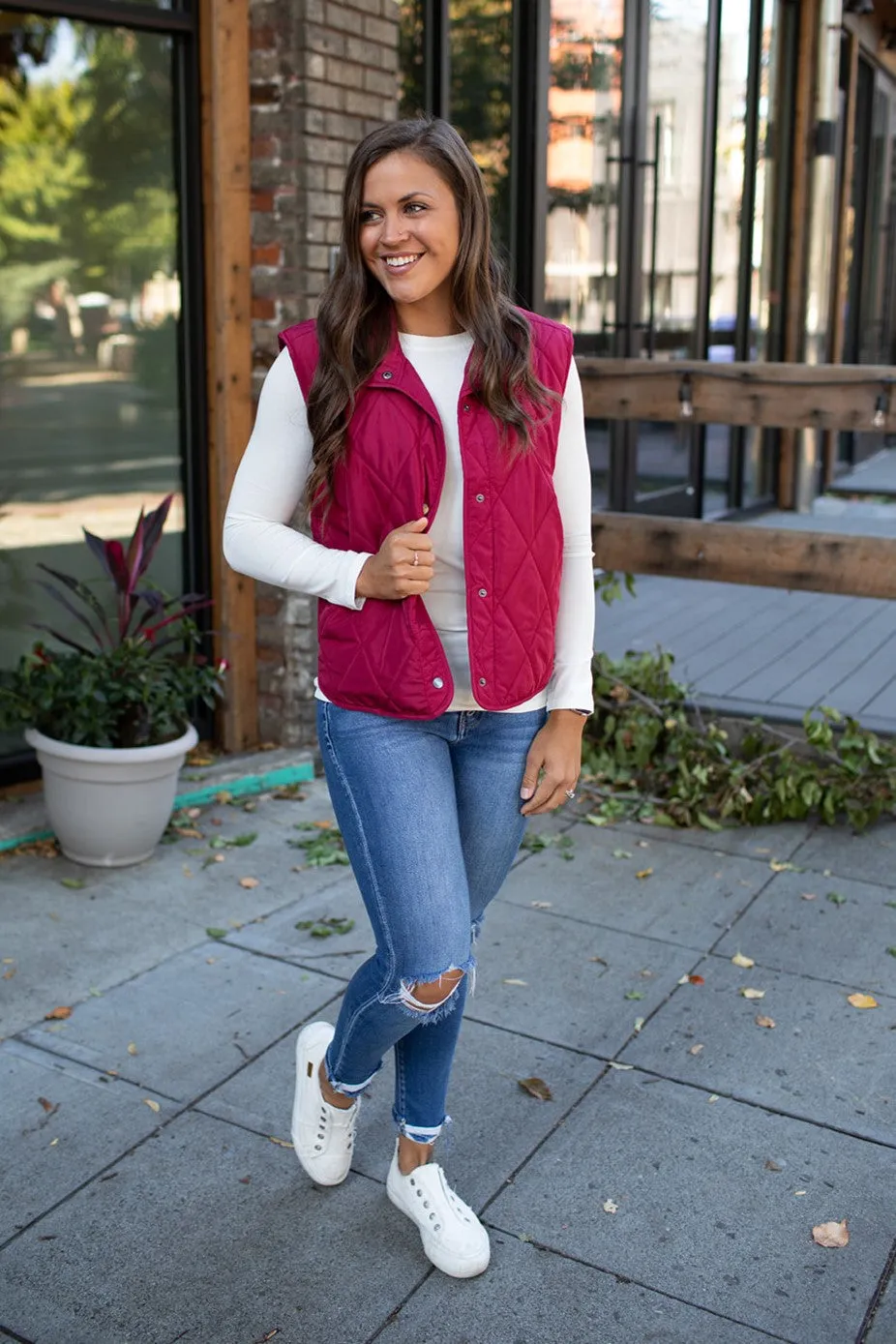 Burgundy Quilted Lightweight Vest (SM-3X)