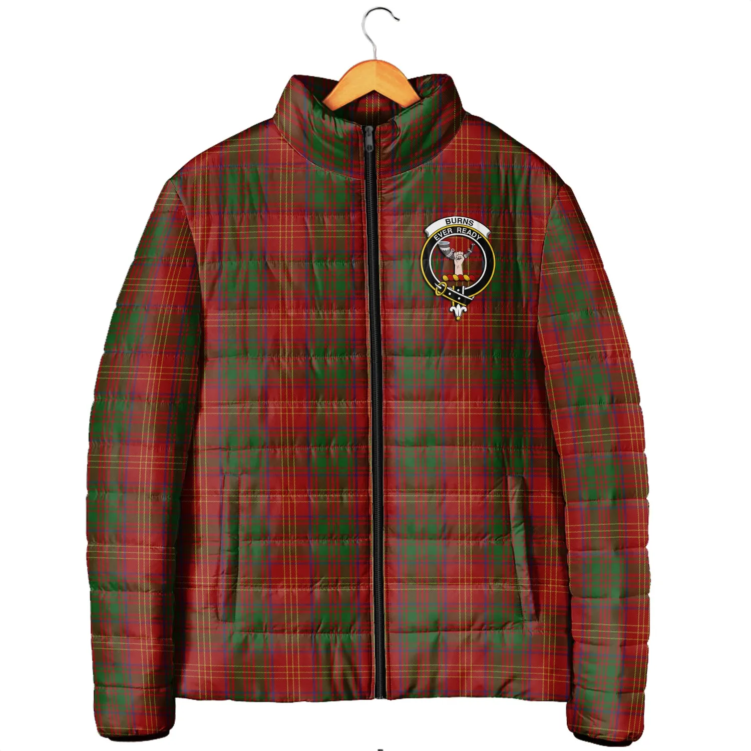 Burns Tartan Padded Jacket with Family Crest