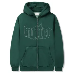 BUTTER GOODS CROPPED ZIP-THRU HOODIE WASHED FERN