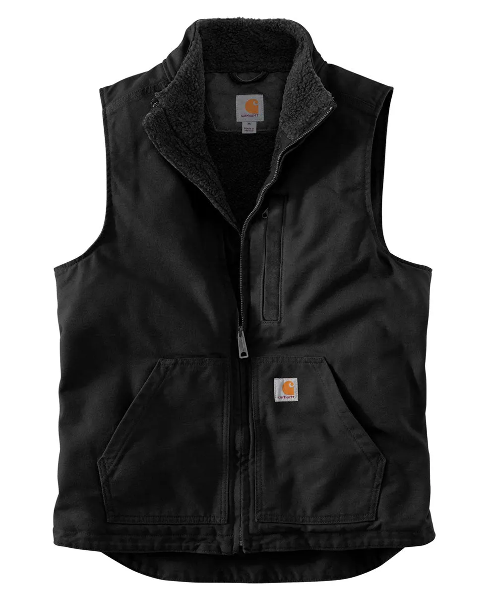 Carhartt Washed Duck Sherpa-Lined Mock Neck Vest - Black