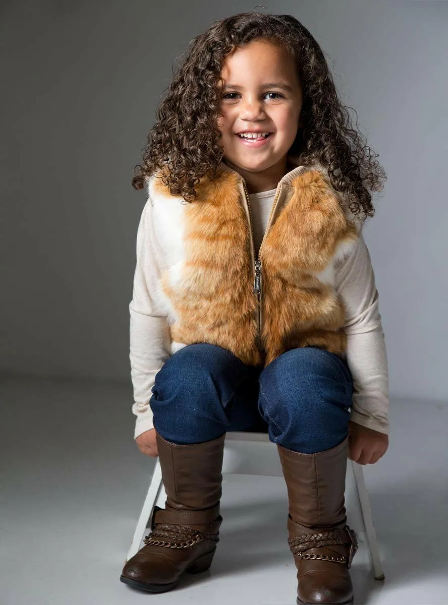 Children's Natural Orange Rabbit Fur Vest