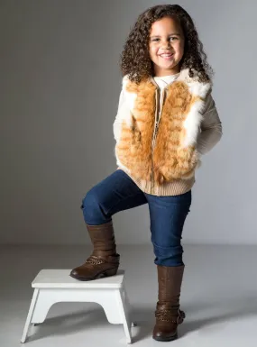 Children's Natural Orange Rabbit Fur Vest