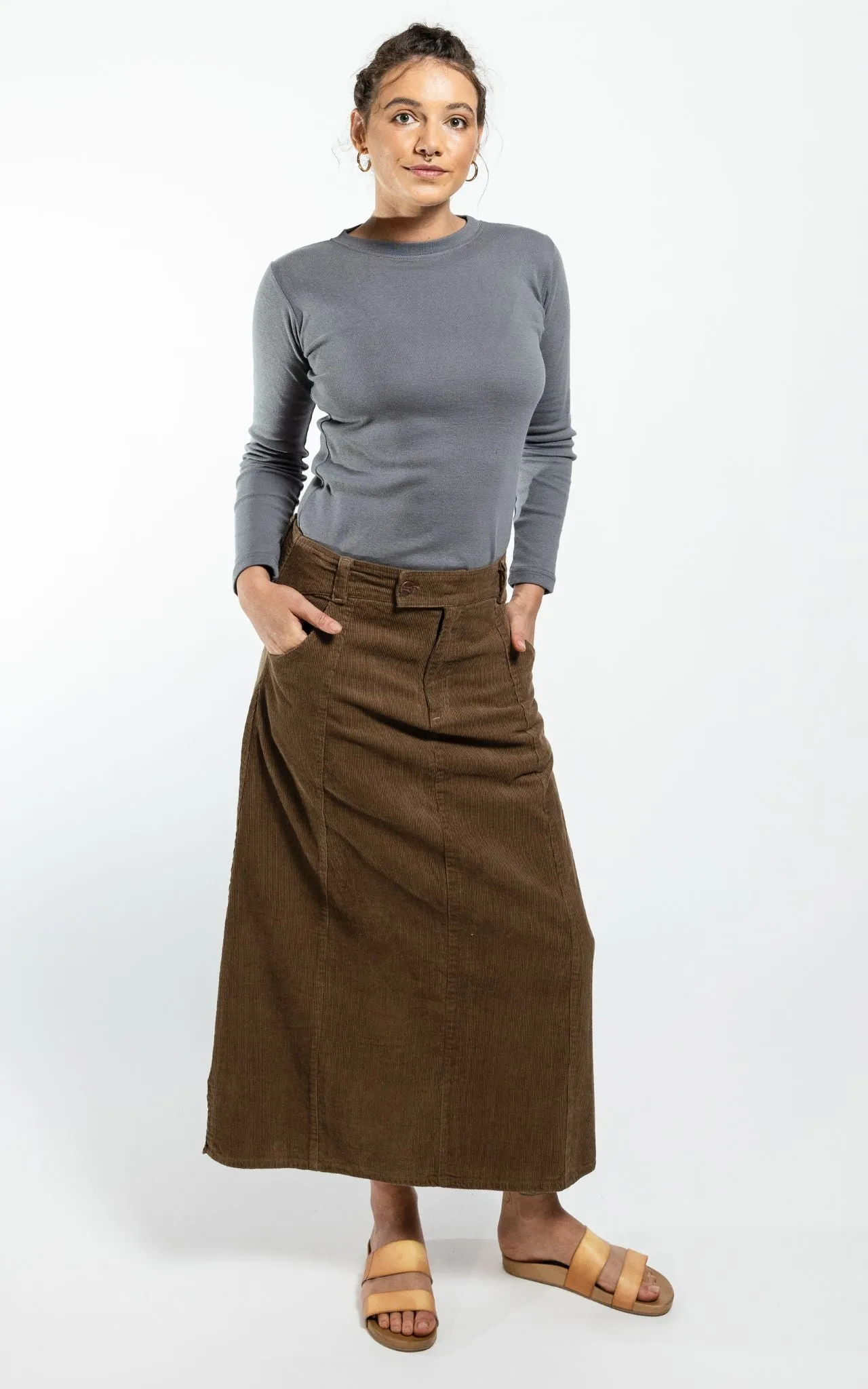 Corduroy Maxi Skirt - Peanut