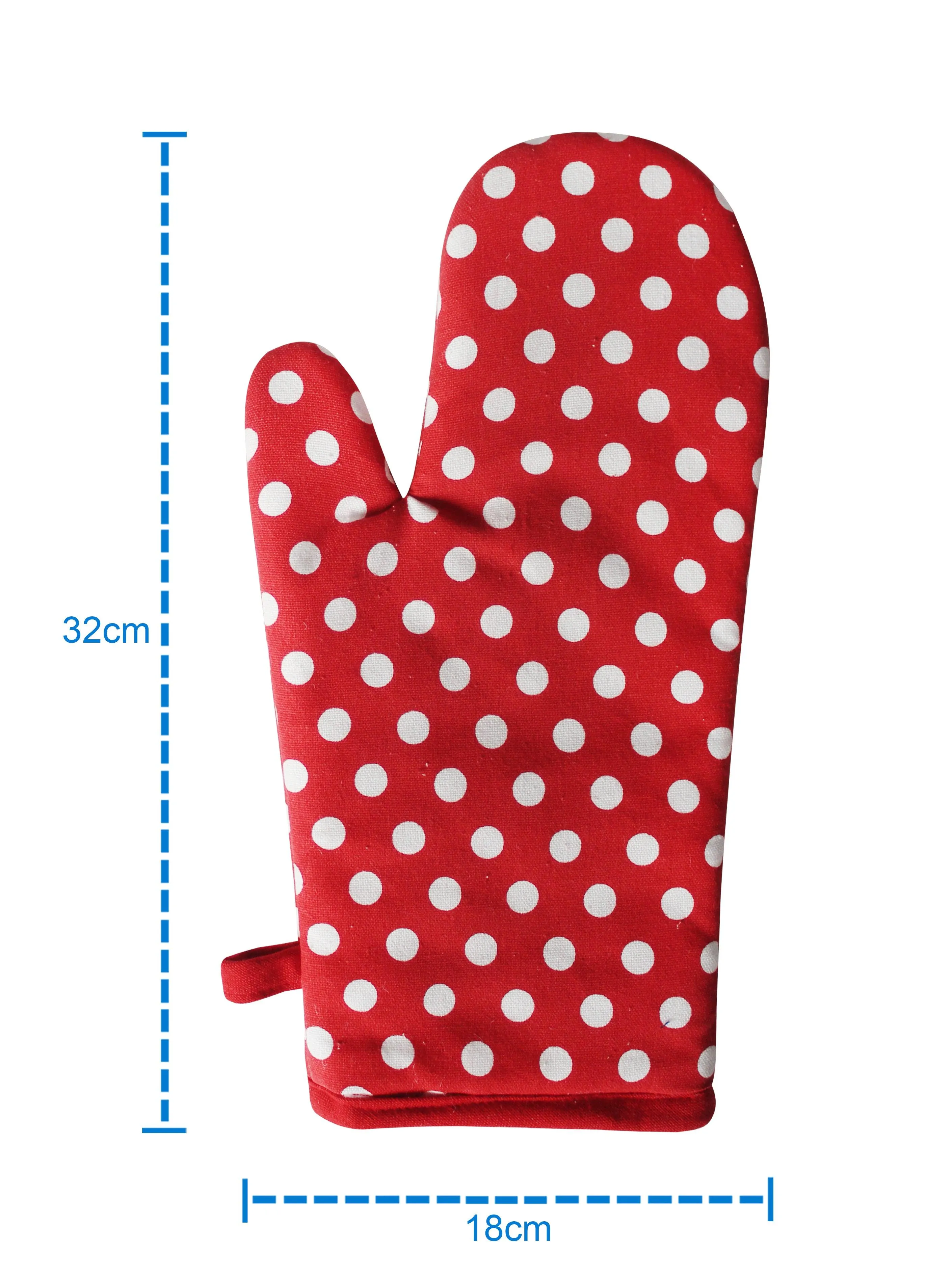 Cotton Red Polka Dot Oven Gloves Pack Of 2