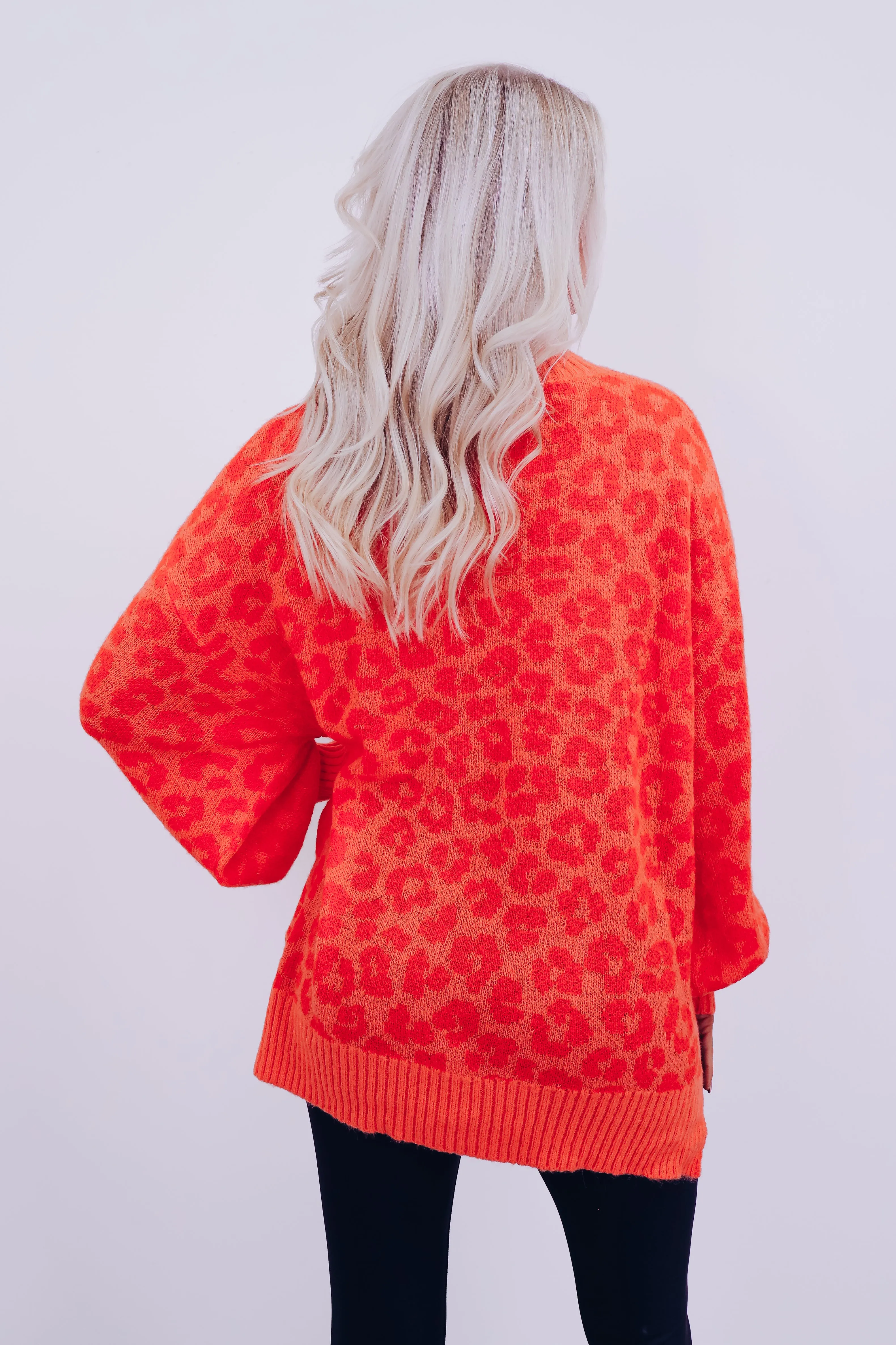 Cozy Chic Leopard Print Sweater - Orange