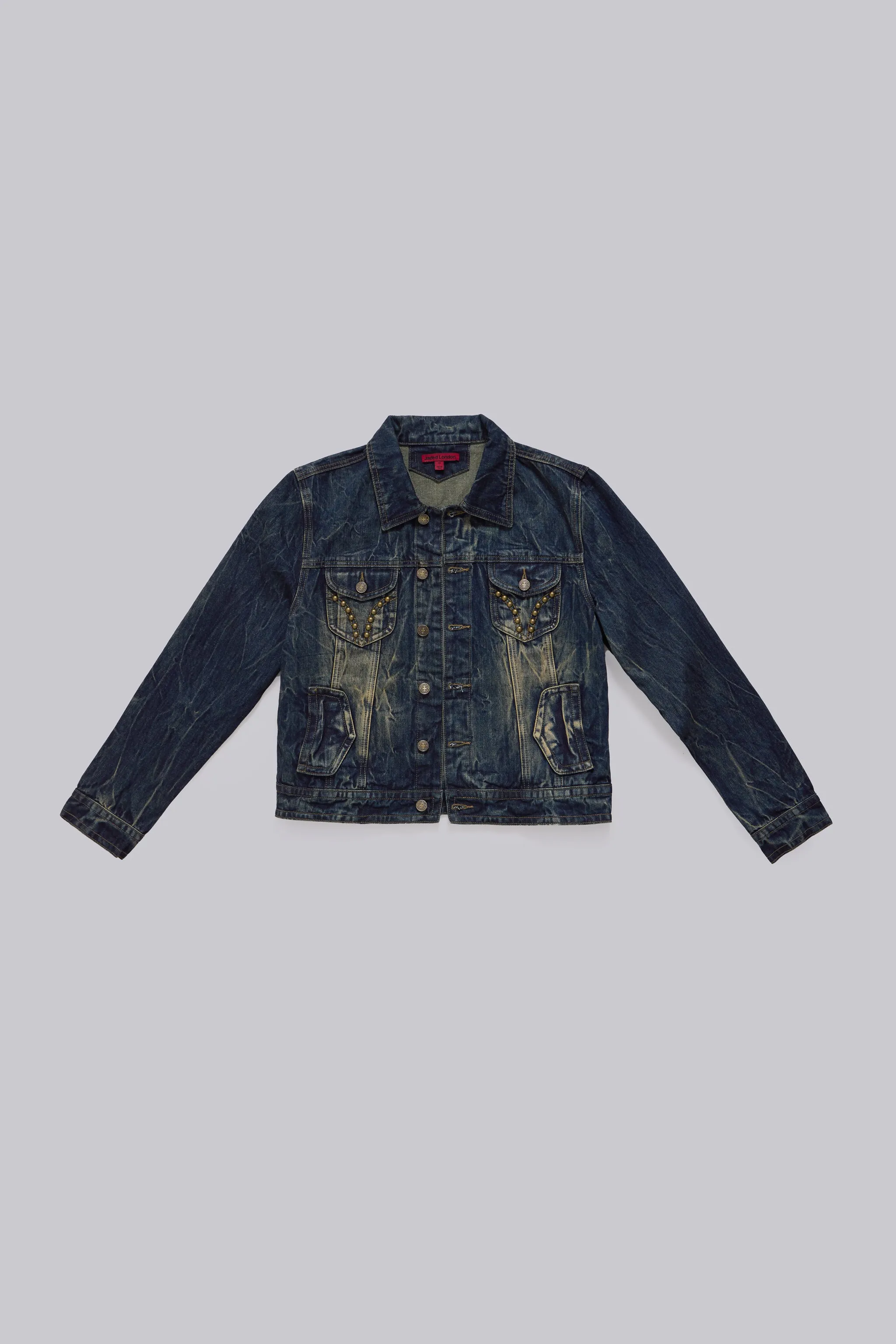 Creased Wash Stud Denim Jacket