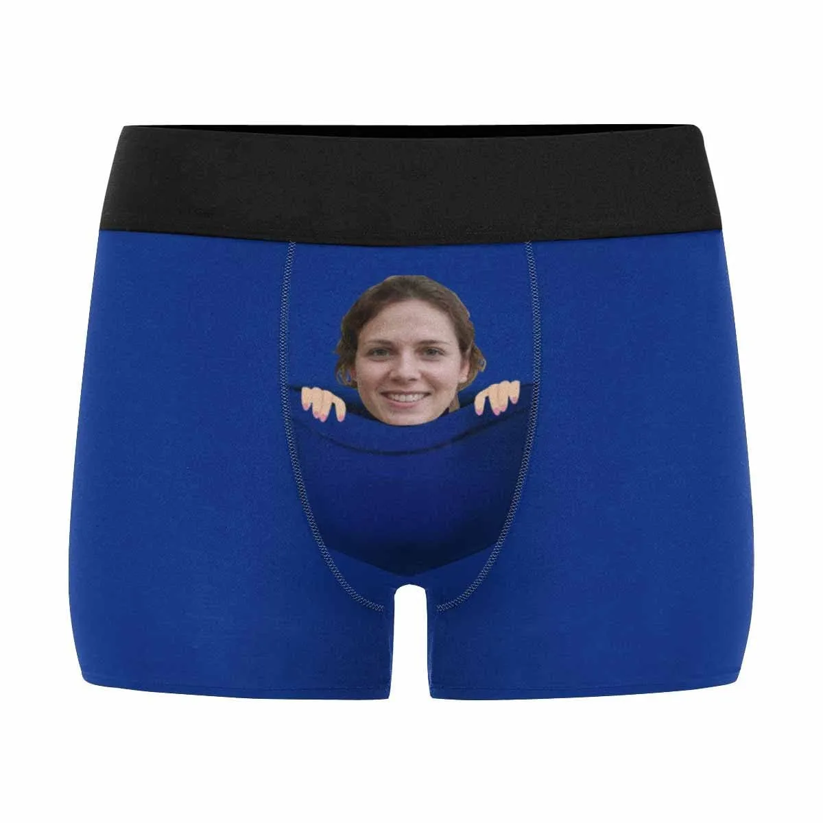 Custom Face Blue Pocket Men's Boxer Briefs Made for You Custom Underwear Unique Valentine's Day Gift