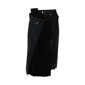 Denim x Suiting Skirt in Black