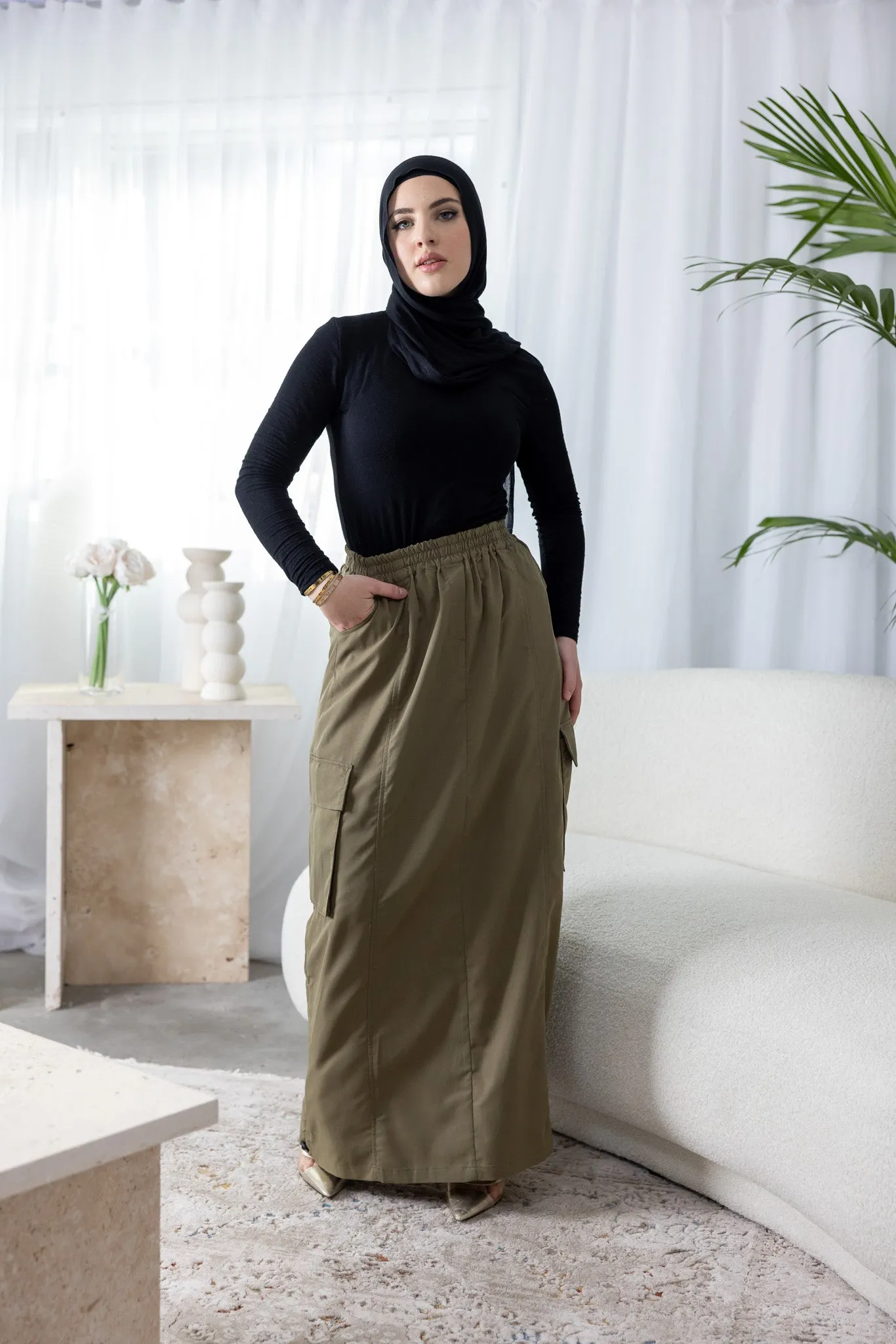 Drawstring Cargo Skirt