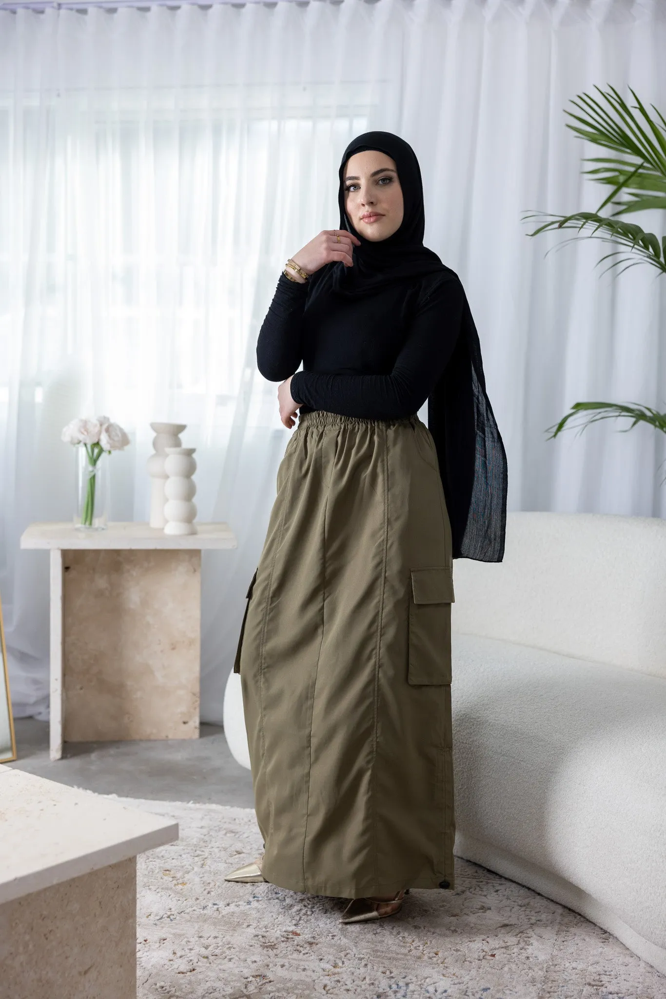 Drawstring Cargo Skirt