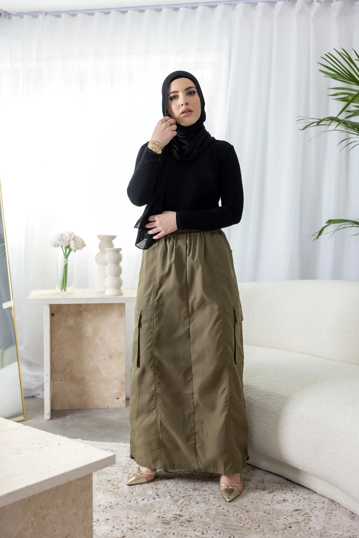 Drawstring Cargo Skirt