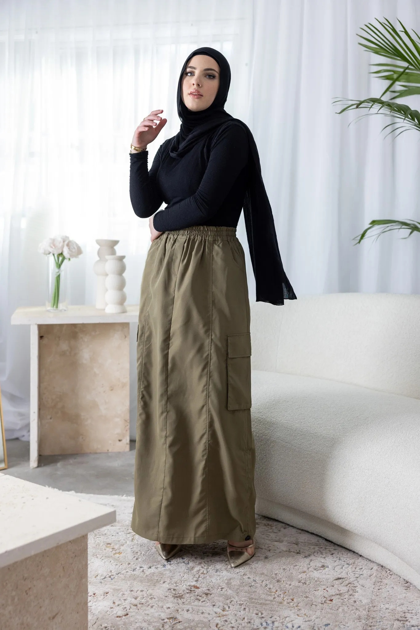 Drawstring Cargo Skirt